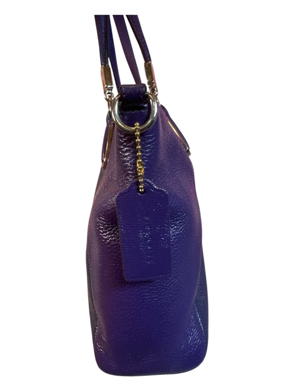 COACH Like New Kelsey Two Toned Blue & Purple Pebbled Leather Satchel - Picture 5 of 15